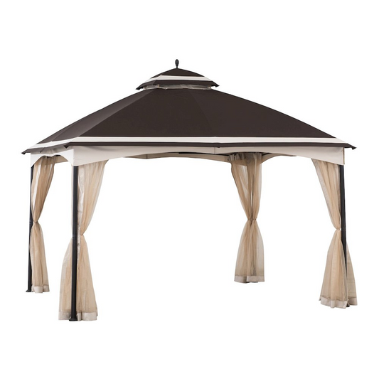 10.5 ft. x 13 ft. Brown and Tan 2-tier Steel Gazebo