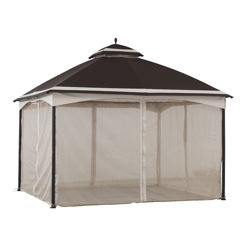 10.5 ft. x 13 ft. Brown and Tan 2-tier Steel Gazebo