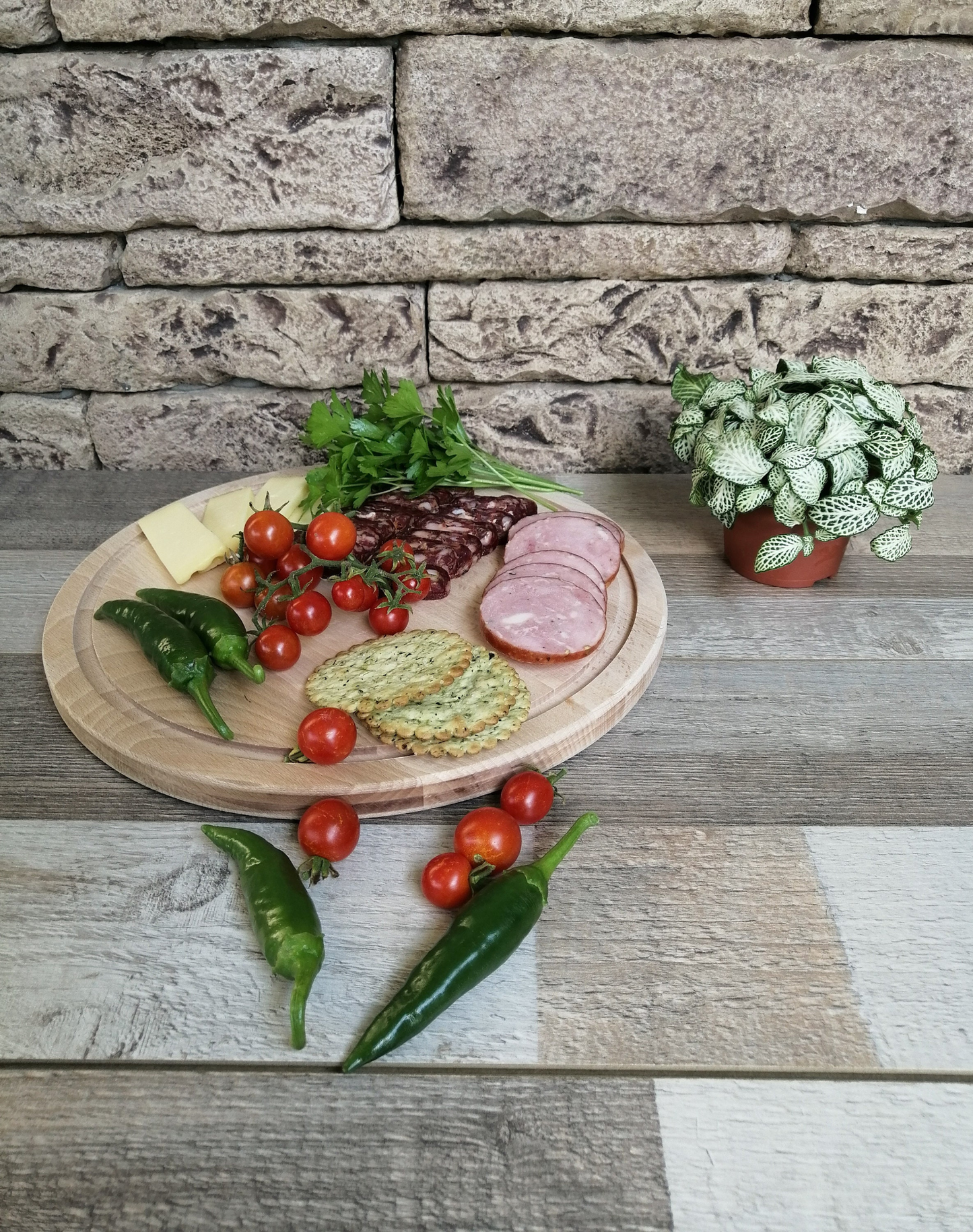 Round Charcuterie Board, Serving Cheese Platter, Wood Serving Tray