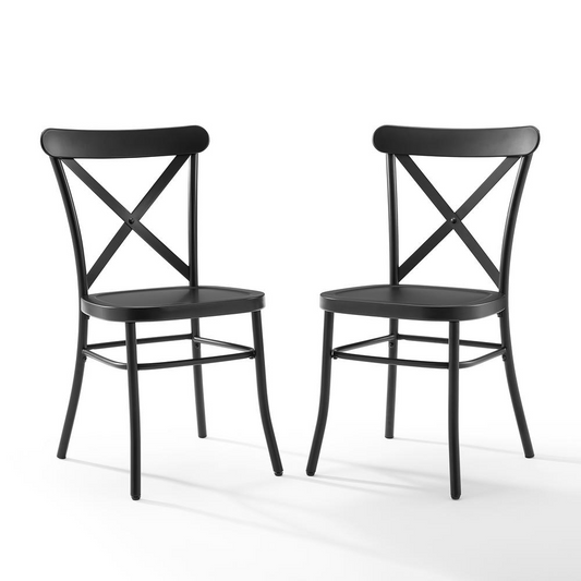 Camille 2Pc Metal Chair Set Matte Black - 2 Chairs