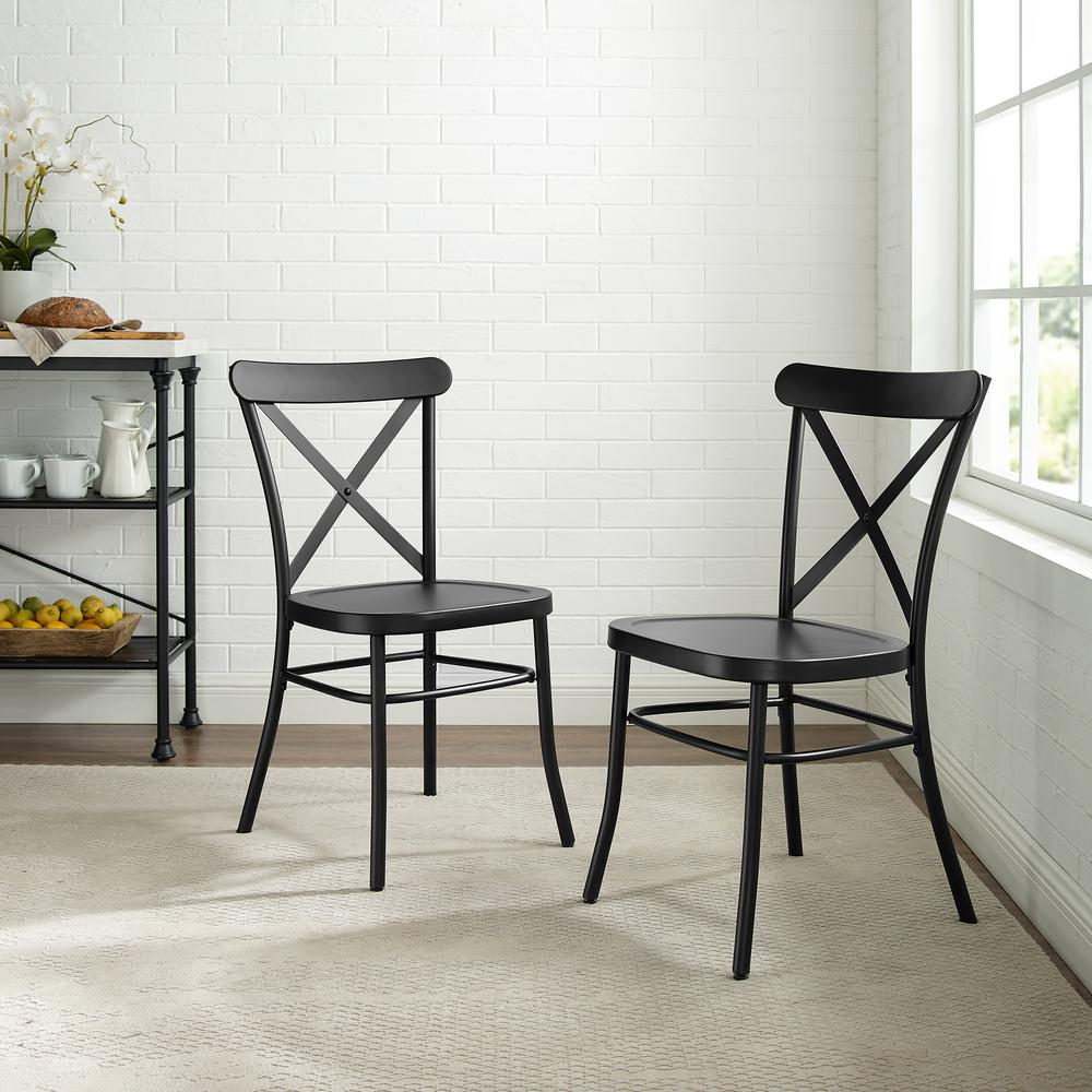 Camille 2Pc Metal Chair Set Matte Black - 2 Chairs