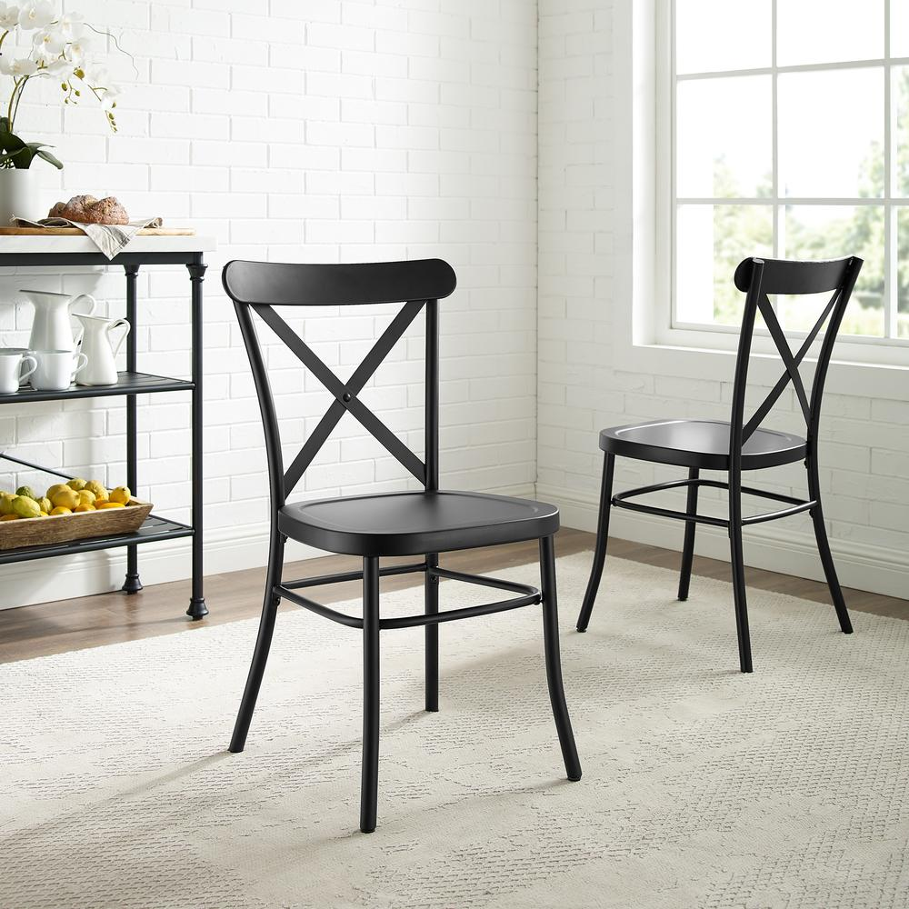 Camille 2Pc Metal Chair Set Matte Black - 2 Chairs