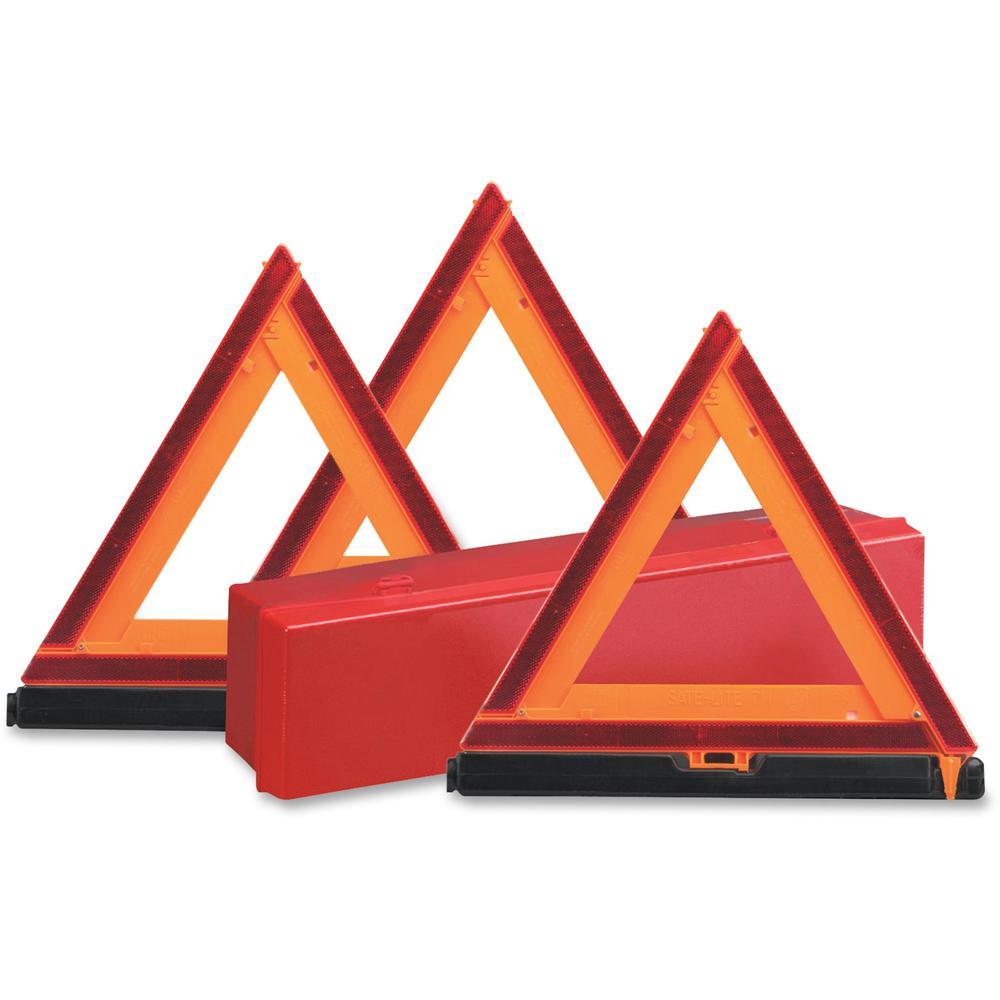 Deflecto Emergency Warning Triangle Kit - 1 Kit - 17.3" Width x 16.5" Height - Triangle Shape - Reflective, Non-flammable - Outdoor - Orange, Red