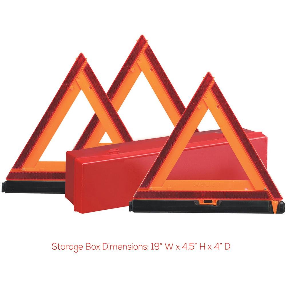 Deflecto Emergency Warning Triangle Kit - 1 Kit - 17.3" Width x 16.5" Height - Triangle Shape - Reflective, Non-flammable - Outdoor - Orange, Red