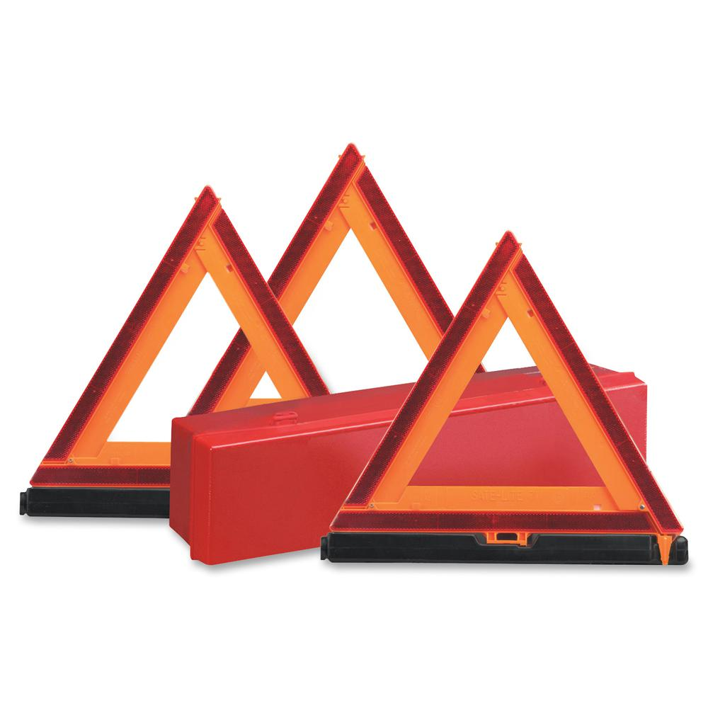 Deflecto Emergency Warning Triangle Kit - 1 Kit - 17.3" Width x 16.5" Height - Triangle Shape - Reflective, Non-flammable - Outdoor - Orange, Red