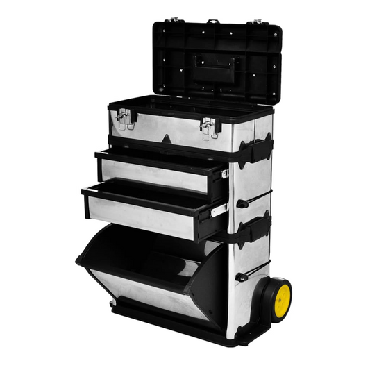 vidaXL 3-Part Rolling Tool Box with 2 Wheels