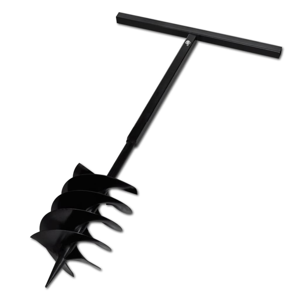 vidaXL Ground Drill Handle Auger Bit 7.87" Black Three Spirals Steel