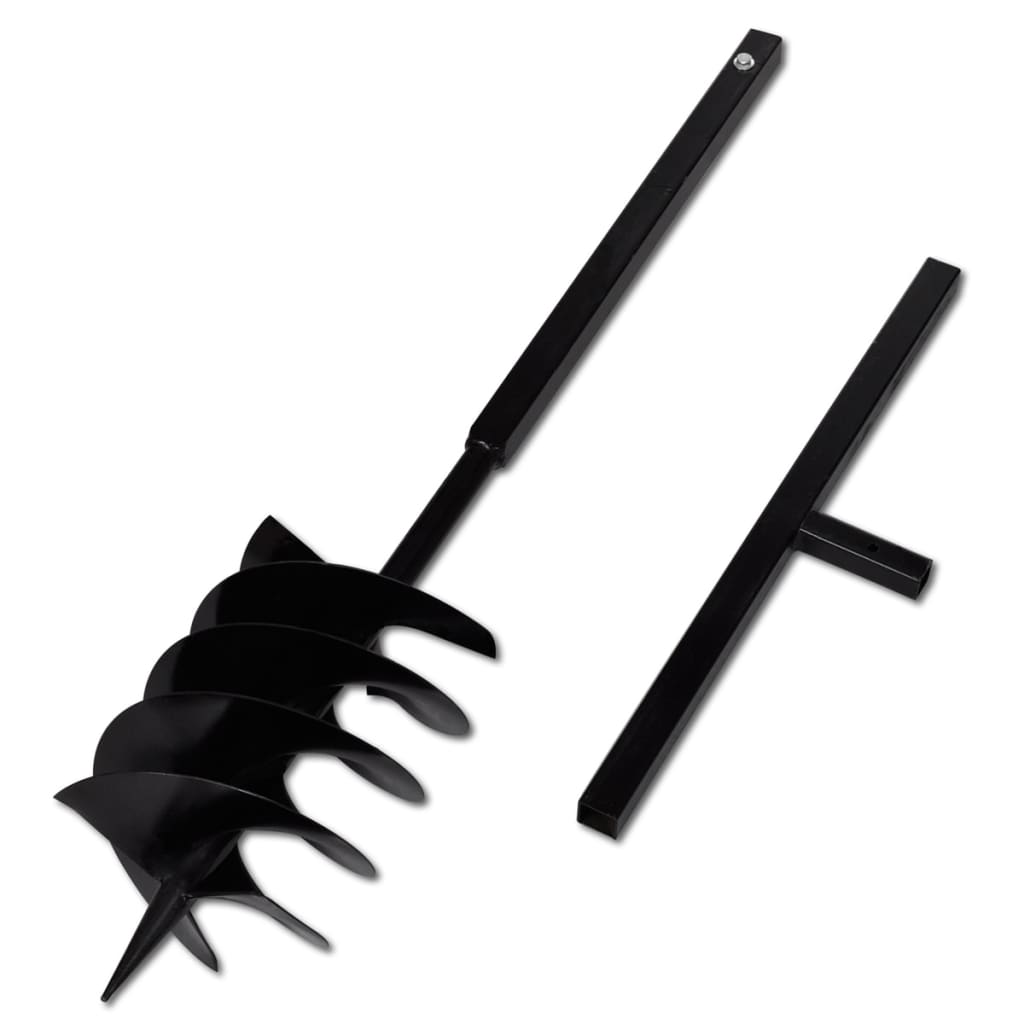 vidaXL Ground Drill Handle Auger Bit 7.87" Black Three Spirals Steel