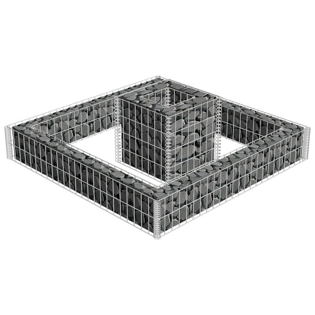 vidaXL Gabion Planter Galvanized Steel 47.2"x47.2"x7.8"