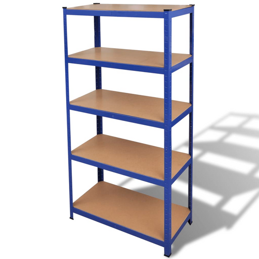 vidaXL 5-Layer Storage Shelf Blue Steel&Engineered Wood