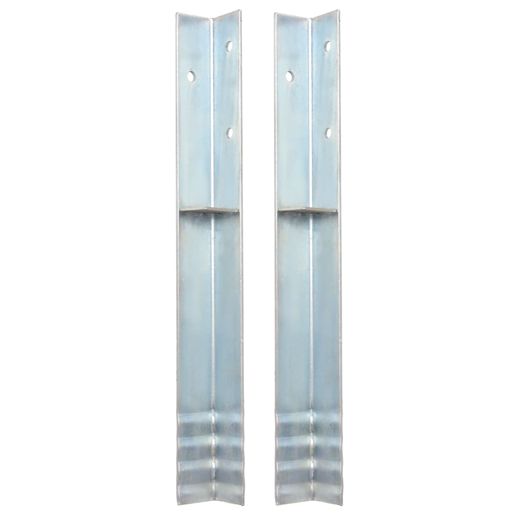 vidaXL L-shaped Ground Anchors 2 pcs Galvanized Steel 2"x2"x19.7"