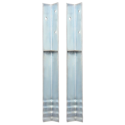 vidaXL L-shaped Ground Anchors 2 pcs Galvanized Steel 2"x2"x19.7"