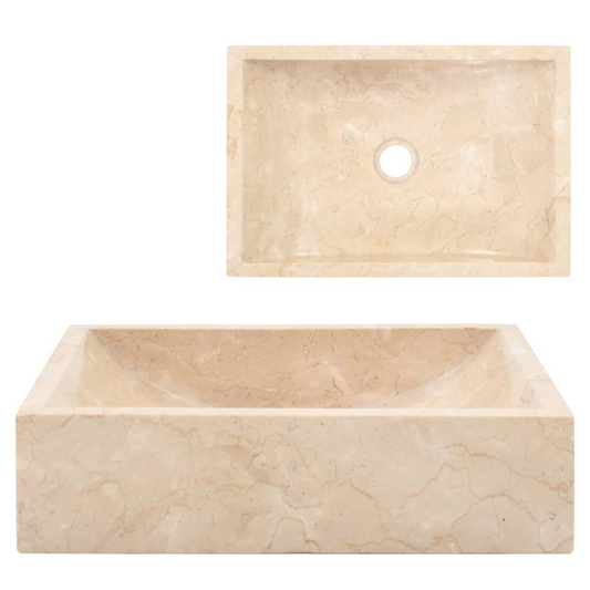 vidaXL Sink 17.7"x11.8"x4.7" Marble High Gloss Cream