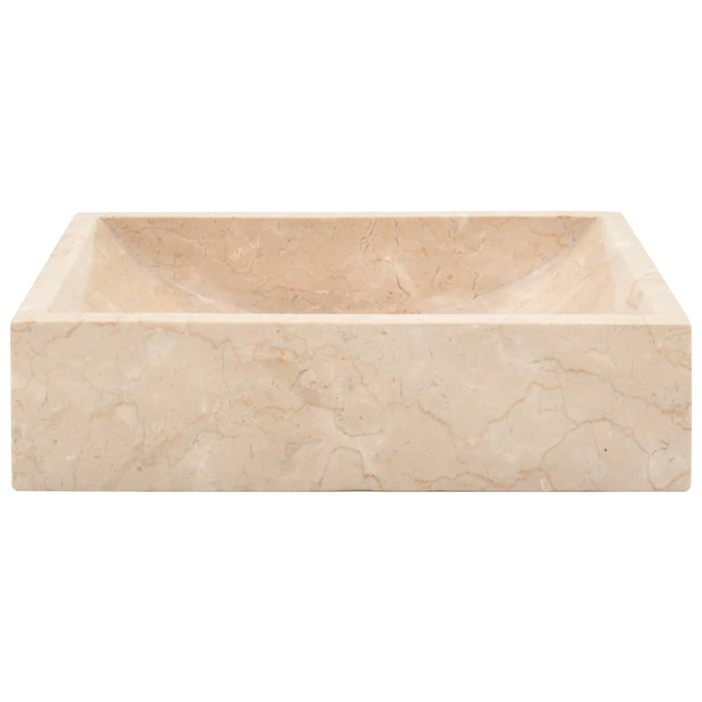 vidaXL Sink 17.7"x11.8"x4.7" Marble High Gloss Cream