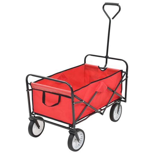 vidaXL Folding Hand Trolley Steel Red