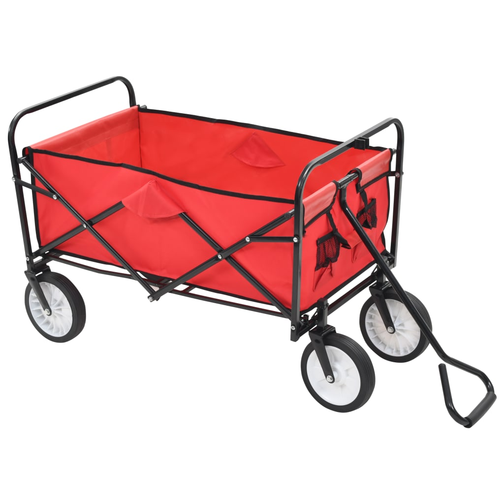 vidaXL Folding Hand Trolley Steel Red