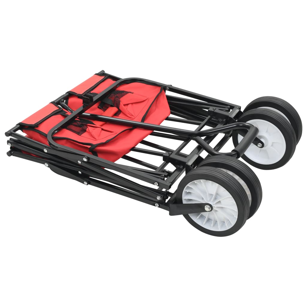 vidaXL Folding Hand Trolley Steel Red