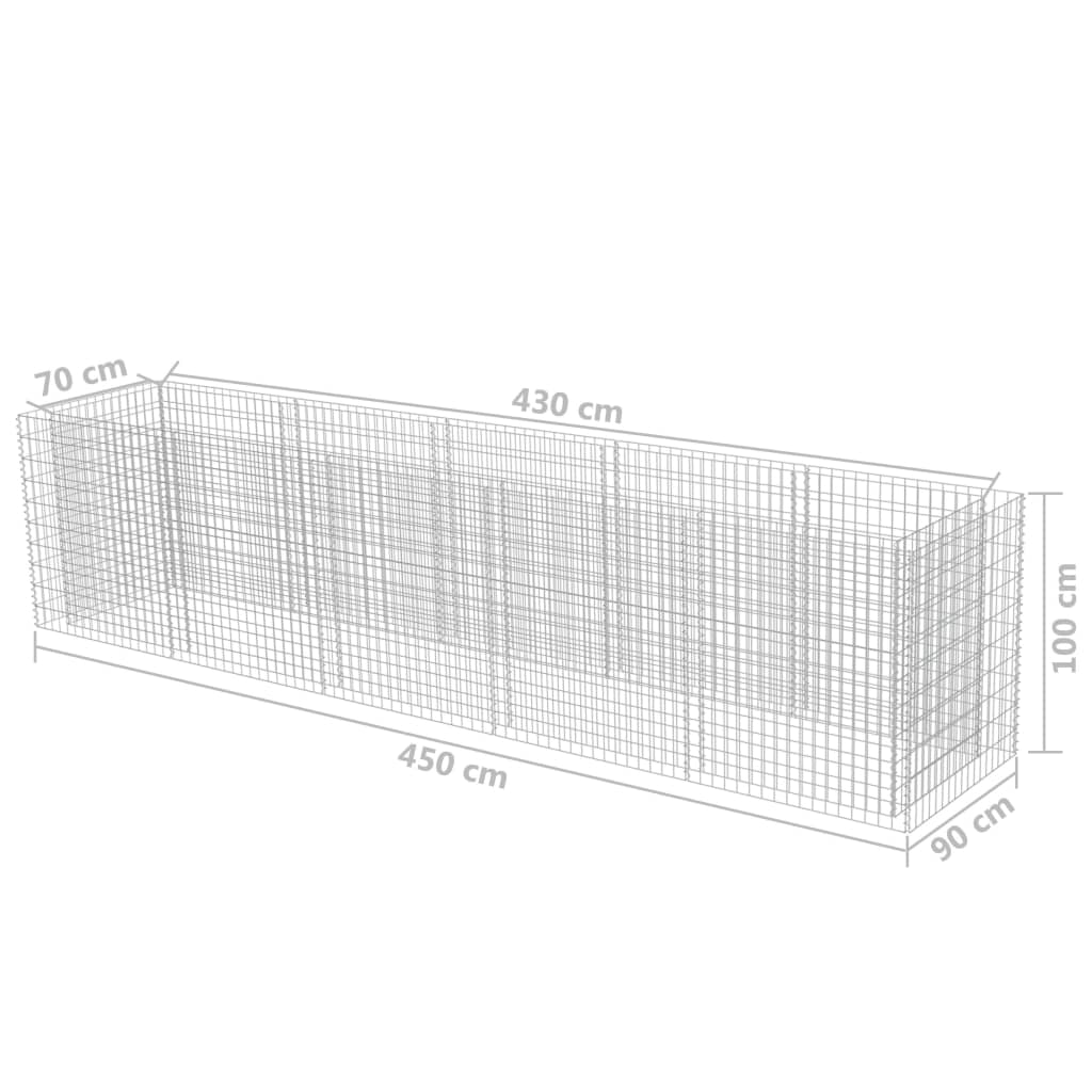 vidaXL Gabion Raised Bed Galvanized Steel 177.2"x35.4"x39.4"