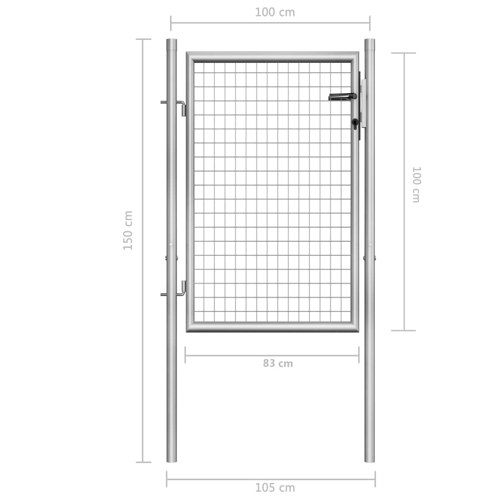 vidaXL Garden Gate Galvanized Steel 41.3"x59.1" Silver