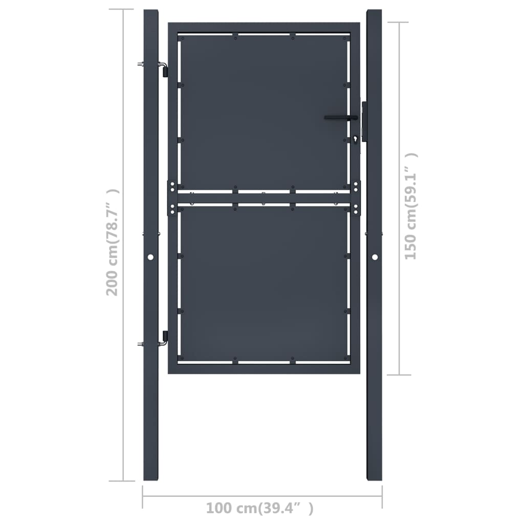 vidaXL Garden Gate Steel 39.4"x59.1" Anthracite