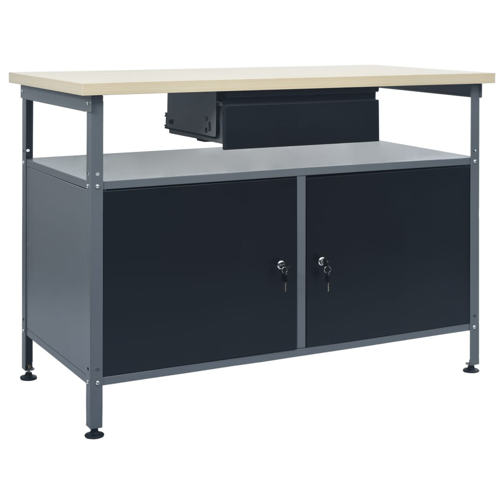 vidaXL Workbench Black 47.2"x23.6"x33.5" Steel