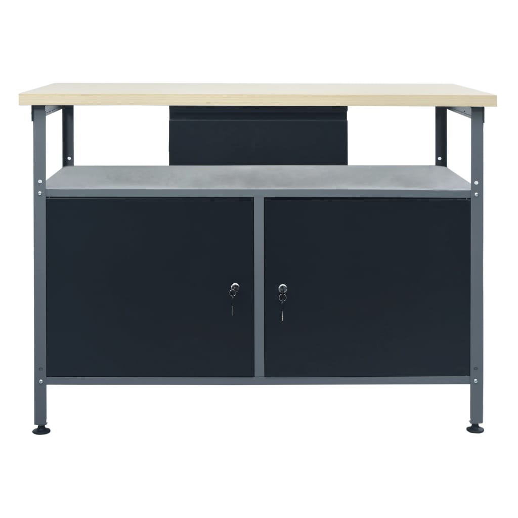 vidaXL Workbench Black 47.2"x23.6"x33.5" Steel