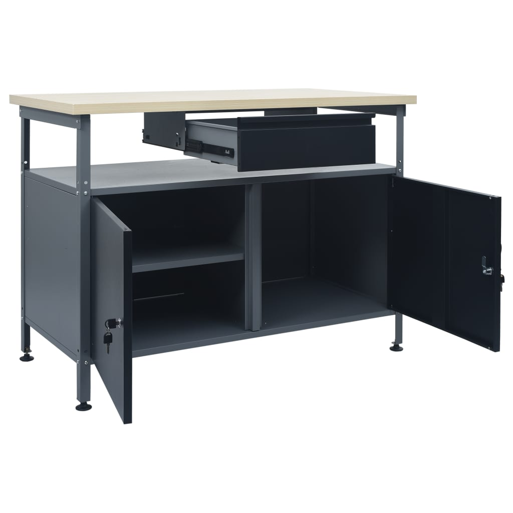 vidaXL Workbench Black 47.2"x23.6"x33.5" Steel