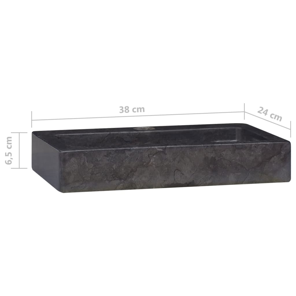 vidaXL Wall-mounted Sink Black 15"x9.4"x2.6" Marble