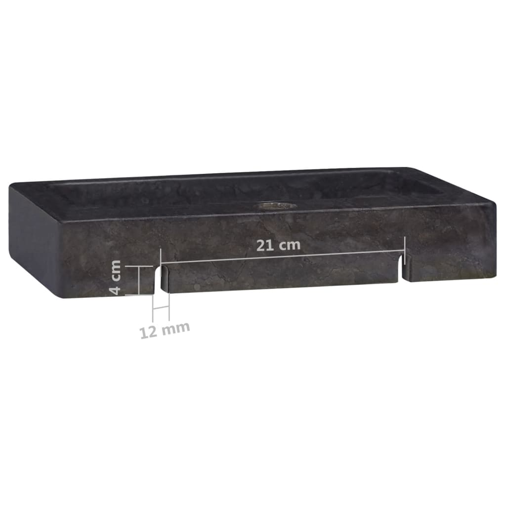 vidaXL Wall-mounted Sink Black 15"x9.4"x2.6" Marble