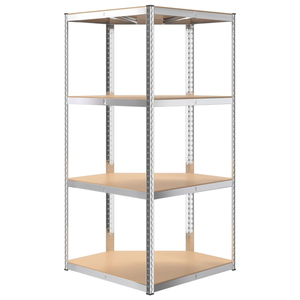 vidaXL 4-Layer Corner Shelf Silver Steel&Engineered Wood