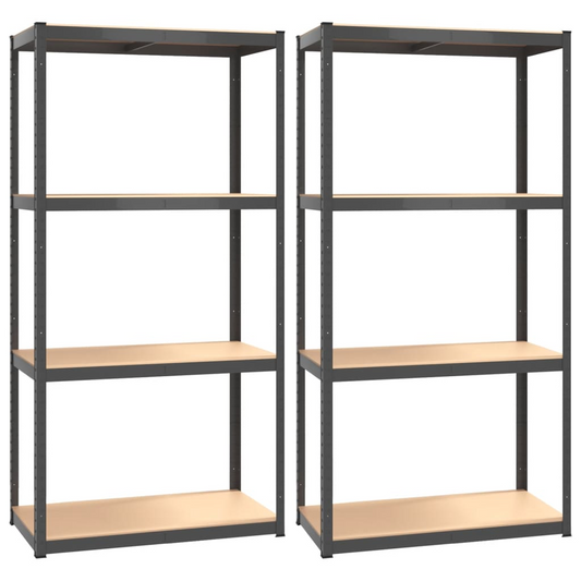 vidaXL 4-Layer Shelves 2 pcs Anthracite Steel&Engineered Wood