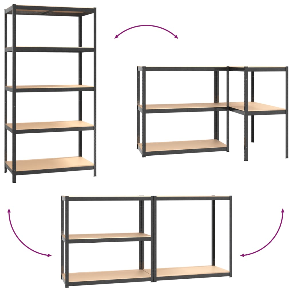 vidaXL 5-Layer Heavy-duty Shelf Gray Steel&Engineered Wood