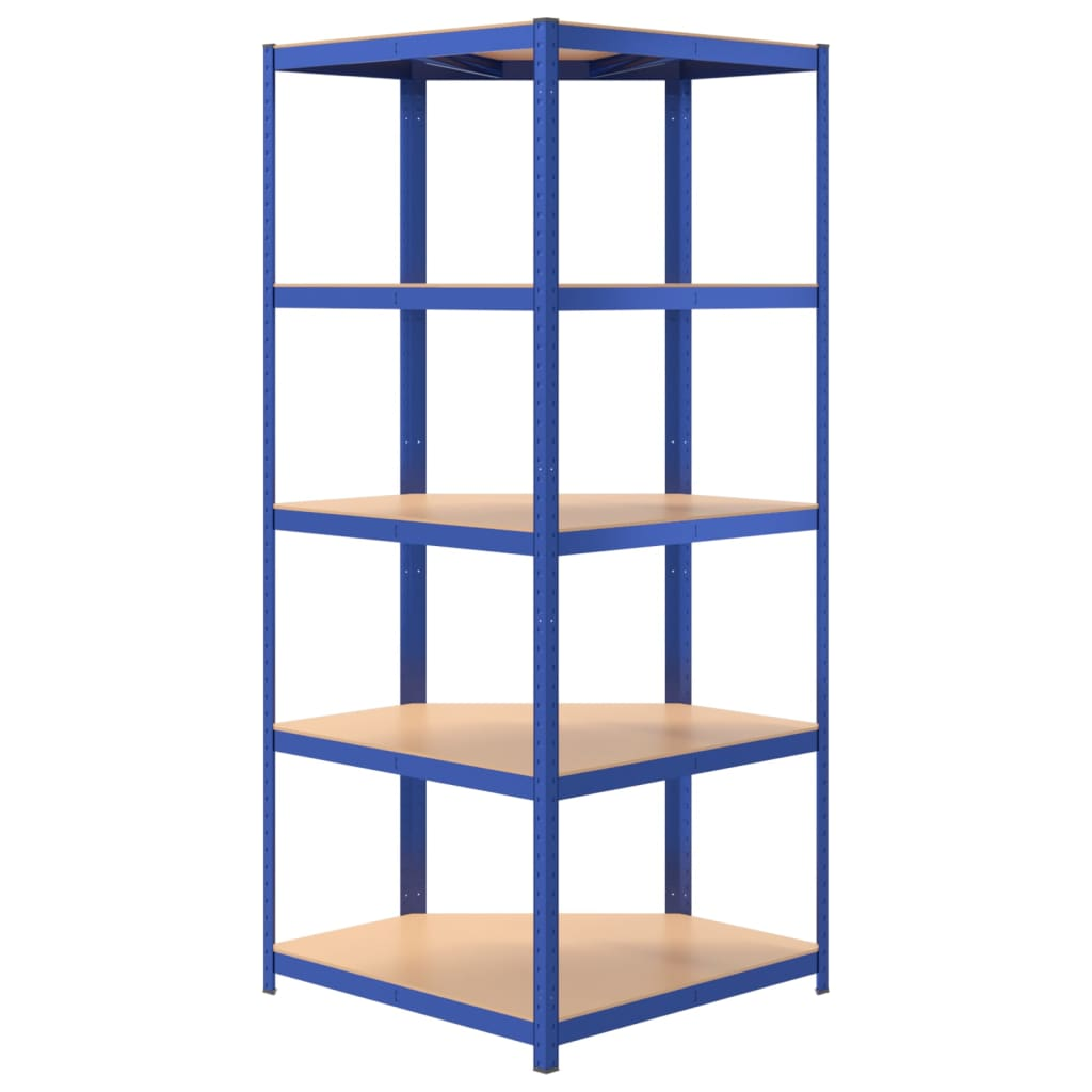 vidaXL 5-Layer Corner Shelf Blue Steel&Engineered Wood