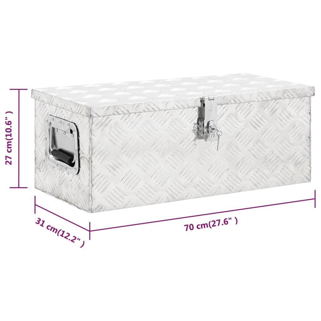 vidaXL Storage Box Silver 27.6"x12.2"x10.6" Aluminum