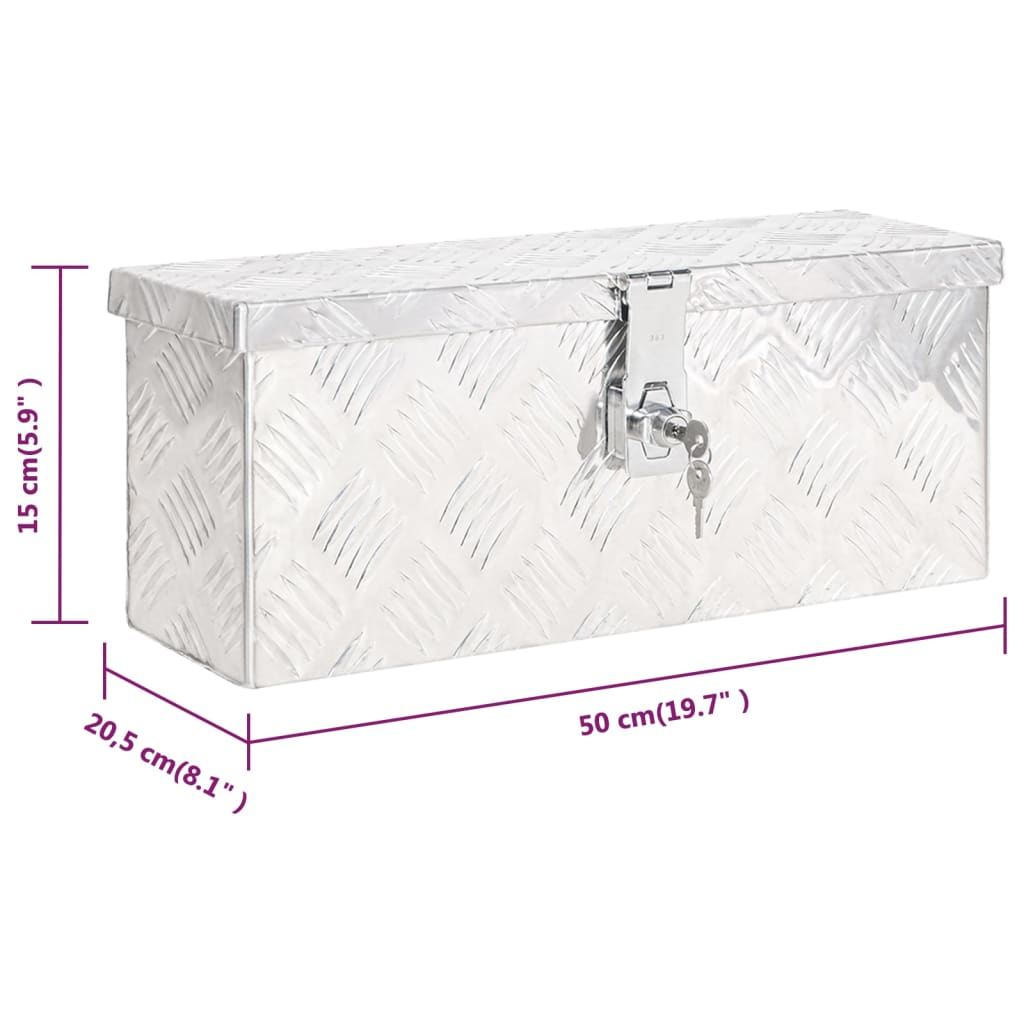 vidaXL Storage Box Silver 19.7"x5.9"x8.1" Aluminum