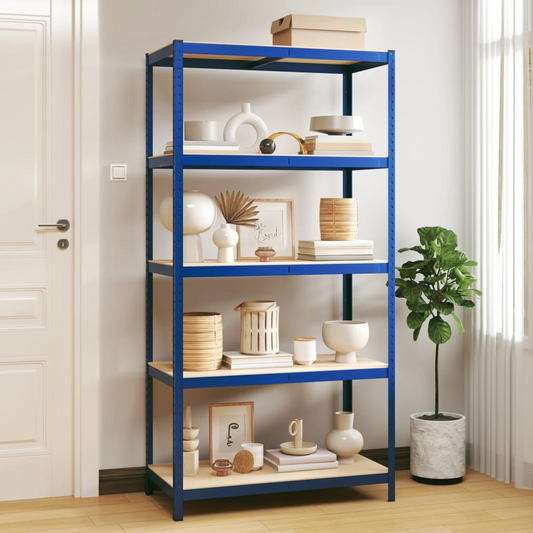 vidaXL 5-Layer Storage Shelf Blue Steel&Engineered Wood