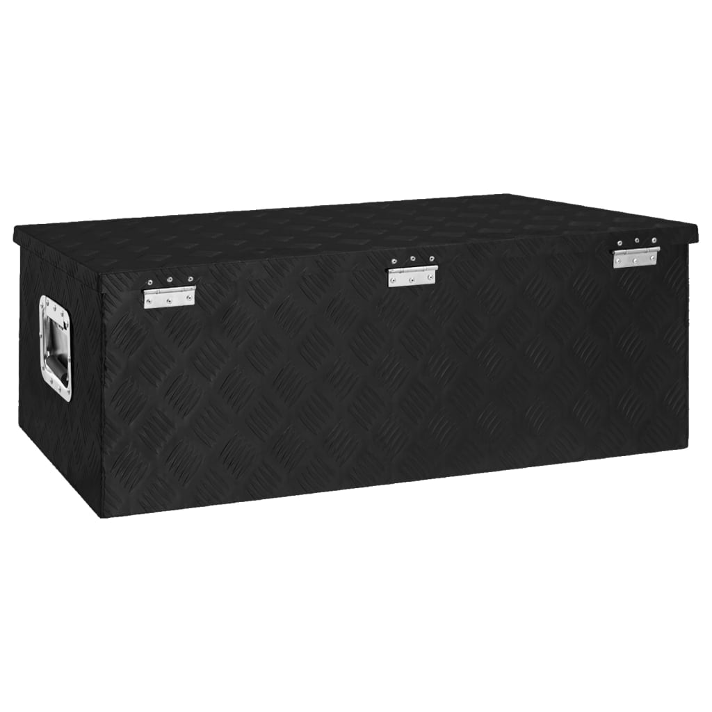 vidaXL Storage Box Black 35.4"x18.5"x13.2" Aluminum