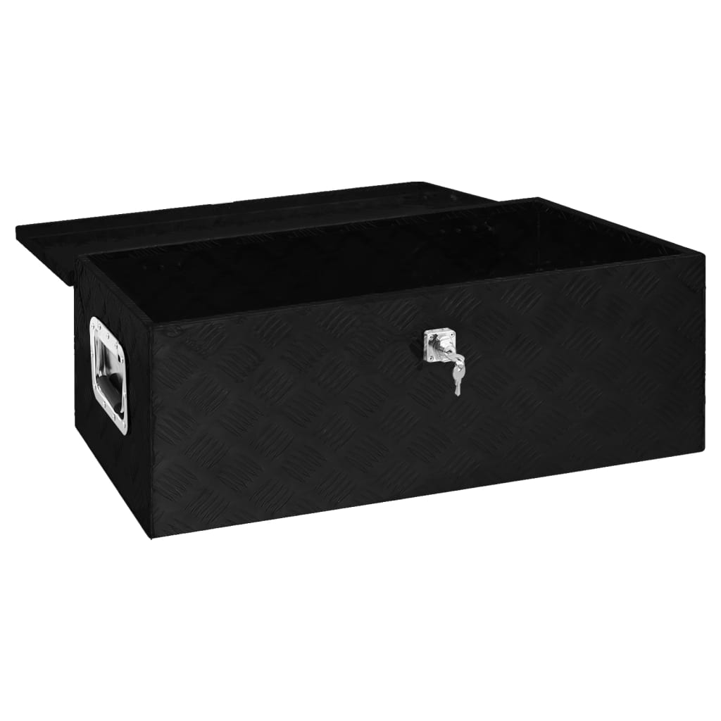 vidaXL Storage Box Black 35.4"x18.5"x13.2" Aluminum