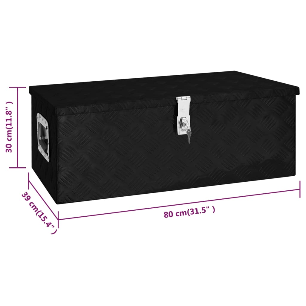 vidaXL Storage Box Black 31.5"x15.4"x11.8" Aluminum