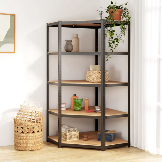 vidaXL 5-Layer Corner Shelf Anthracite Steel&Engineered Wood