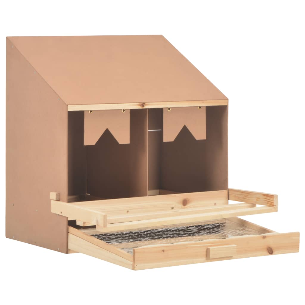 vidaXL Chicken Laying Nest 2 Compartments 24.8"x15.7"x25.6" Solid Pine Wood