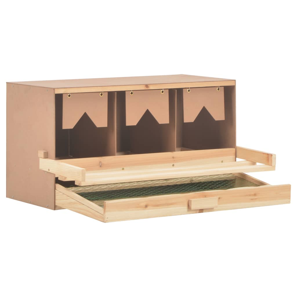 vidaXL Chicken Laying Nest 3 Compartments 28.3"x13"x15" Solid Pine Wood