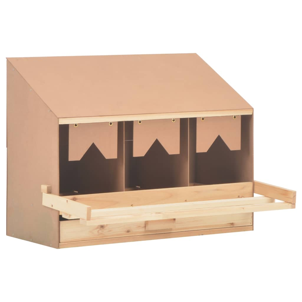 vidaXL Chicken Laying Nest 3 Compartments 28.3"x13"x21.3" Solid Pine Wood