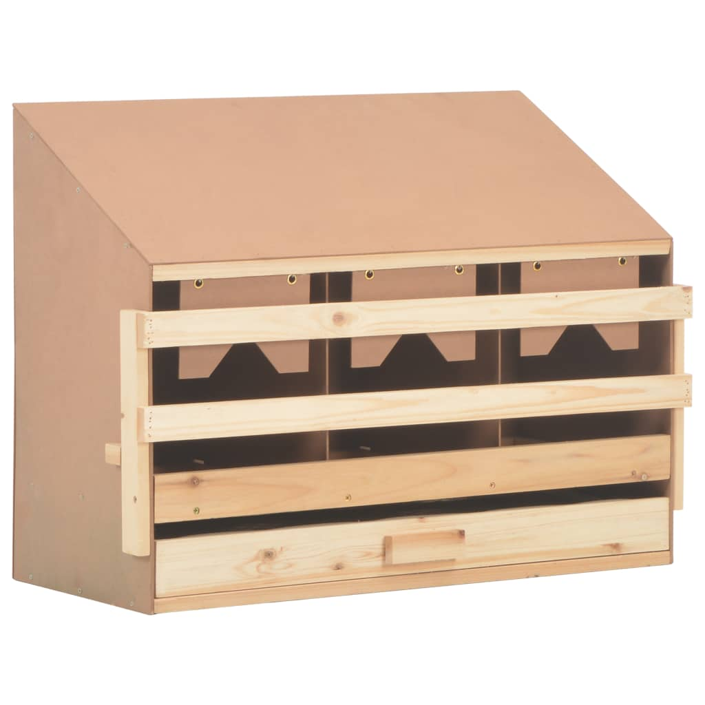 vidaXL Chicken Laying Nest 3 Compartments 28.3"x13"x21.3" Solid Pine Wood