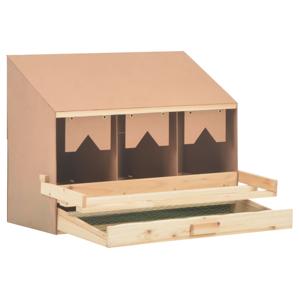 vidaXL Chicken Laying Nest 3 Compartments 28.3"x13"x21.3" Solid Pine Wood