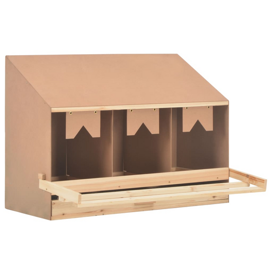 vidaXL Chicken Laying Nest 3 Compartments 36.6"x15.7"x25.6" Solid Pine Wood