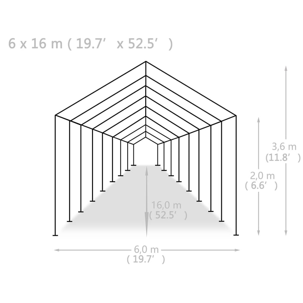 vidaXL Party Tent PE 19.7'x52.5' White