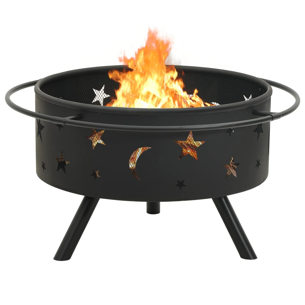 vidaXL Fire Pit with Poker 29.9" XXL Steel