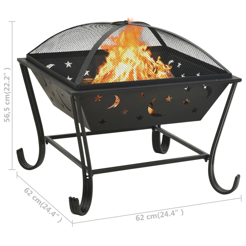 vidaXL Fire Pit with Poker 24.4" XXL Steel