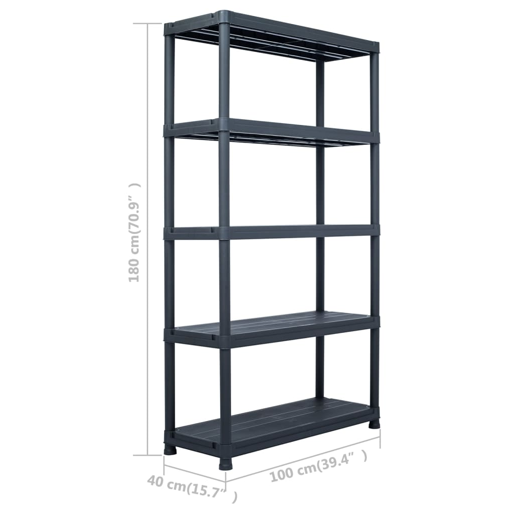 vidaXL Storage Shelf Rack Black 485 lb 35.4"x15.7"x54.3" Plastic